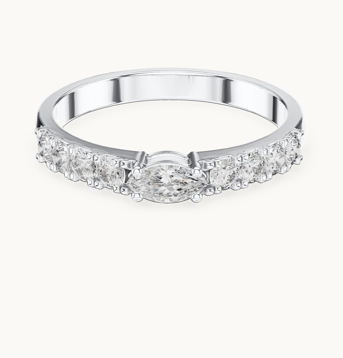 Marquise lab-grown diamond east-west anniversary band in white gold, 0.38 CT TW, view 4