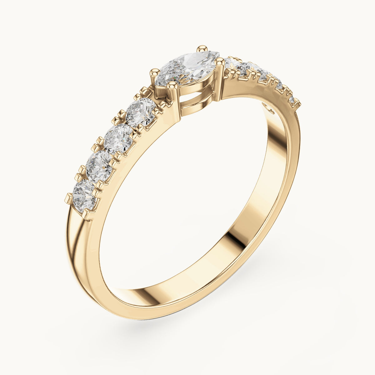Marquise lab-grown diamond east-west anniversary band in yellow gold, 0.38 CT TW, view 2