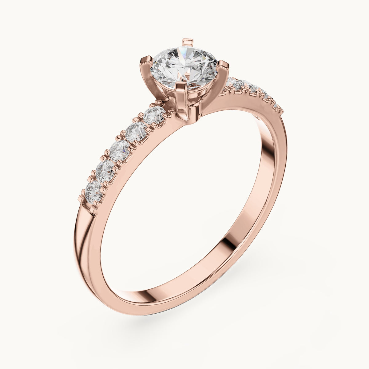 Round lab-grown diamond pavé engagement ring in rose gold, 0.55 CT TW, view 2
