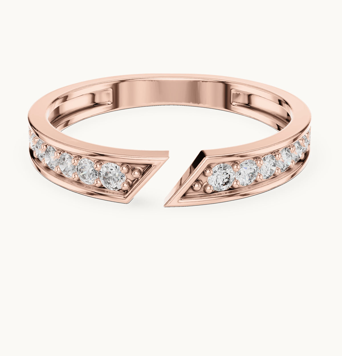 Round lab-grown diamond graduated open band ring in rose gold, 0.24 CT TW, view 4