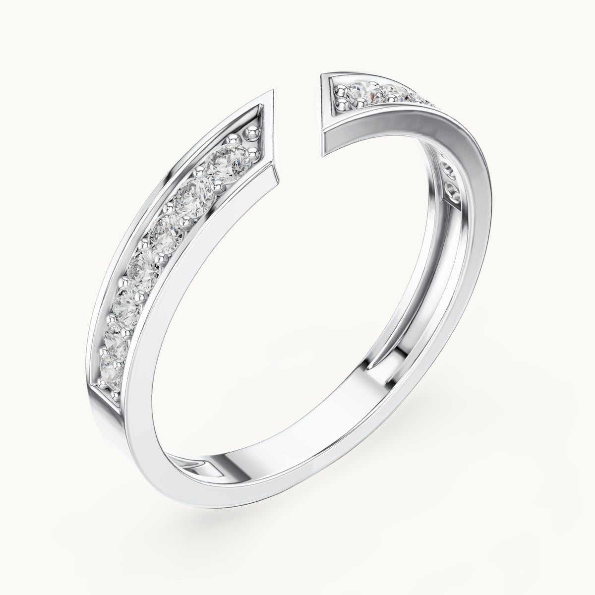 Round lab-grown diamond graduated open band ring in white gold, 0.24 CT TW, view 2