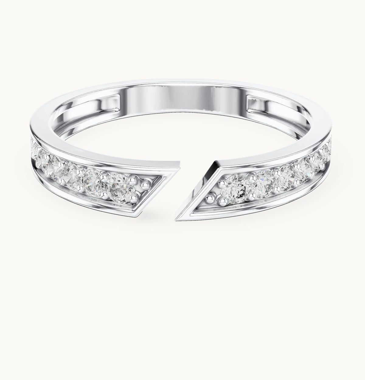 Round lab-grown diamond graduated open band ring in white gold, 0.24 CT TW, view 4