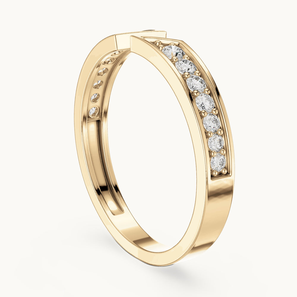 Round lab-grown diamond graduated open band ring in yellow gold, 0.24 CT TW, view 1
