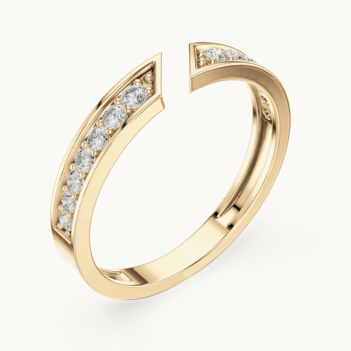 Round lab-grown diamond graduated open band ring in yellow gold, 0.24 CT TW, view 2