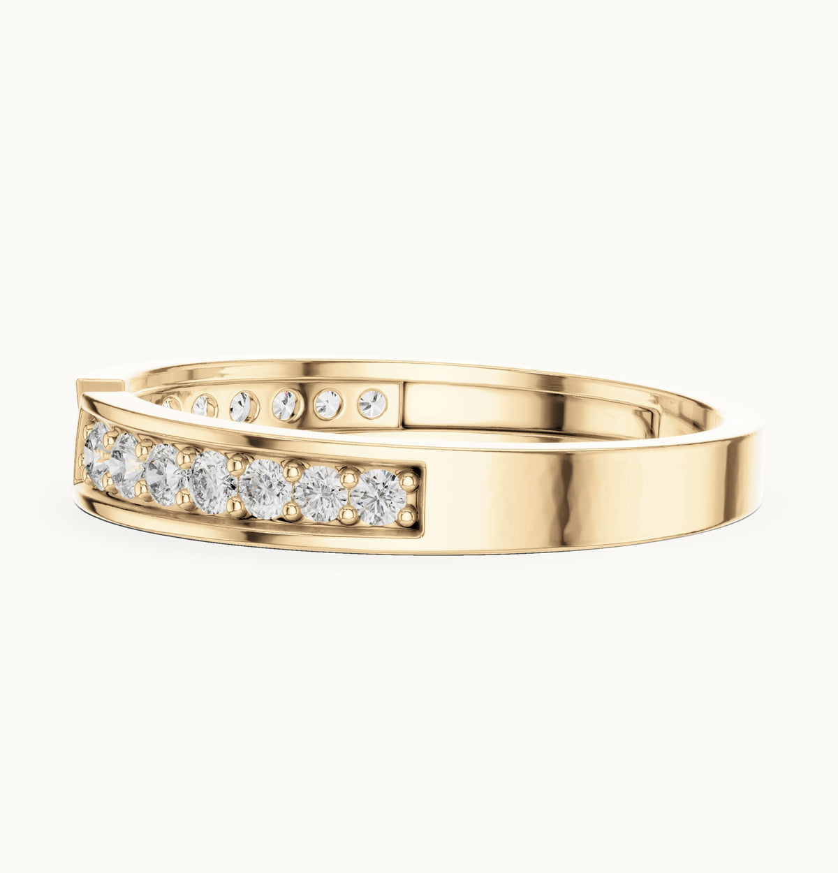 Round lab-grown diamond graduated open band ring in yellow gold, 0.24 CT TW, view 3
