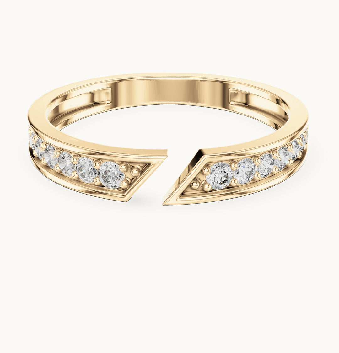 Round lab-grown diamond graduated open band ring in yellow gold, 0.24 CT TW, view 4