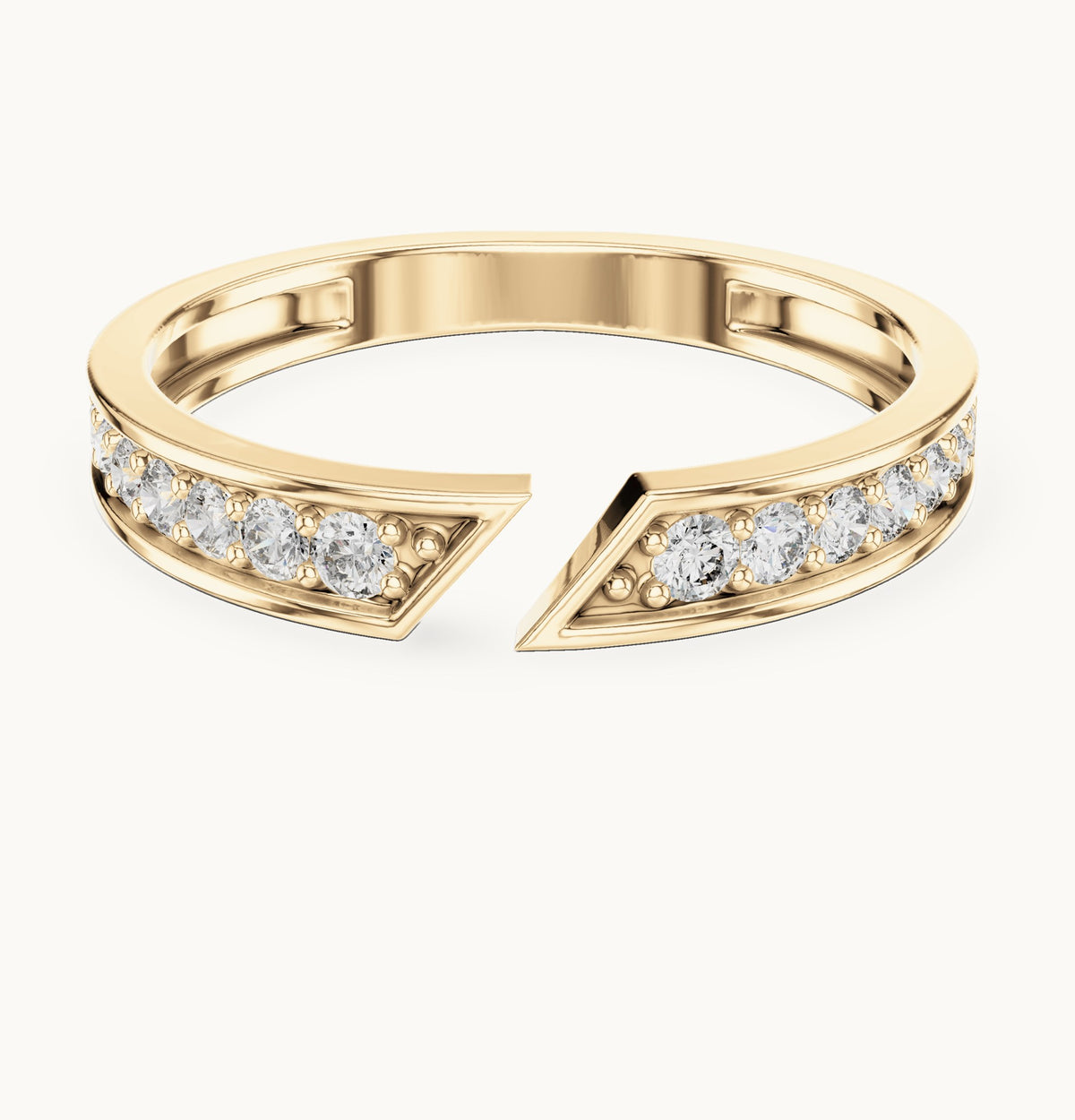 Round lab-grown diamond graduated open band ring in yellow gold, 0.24 CT TW, view 4