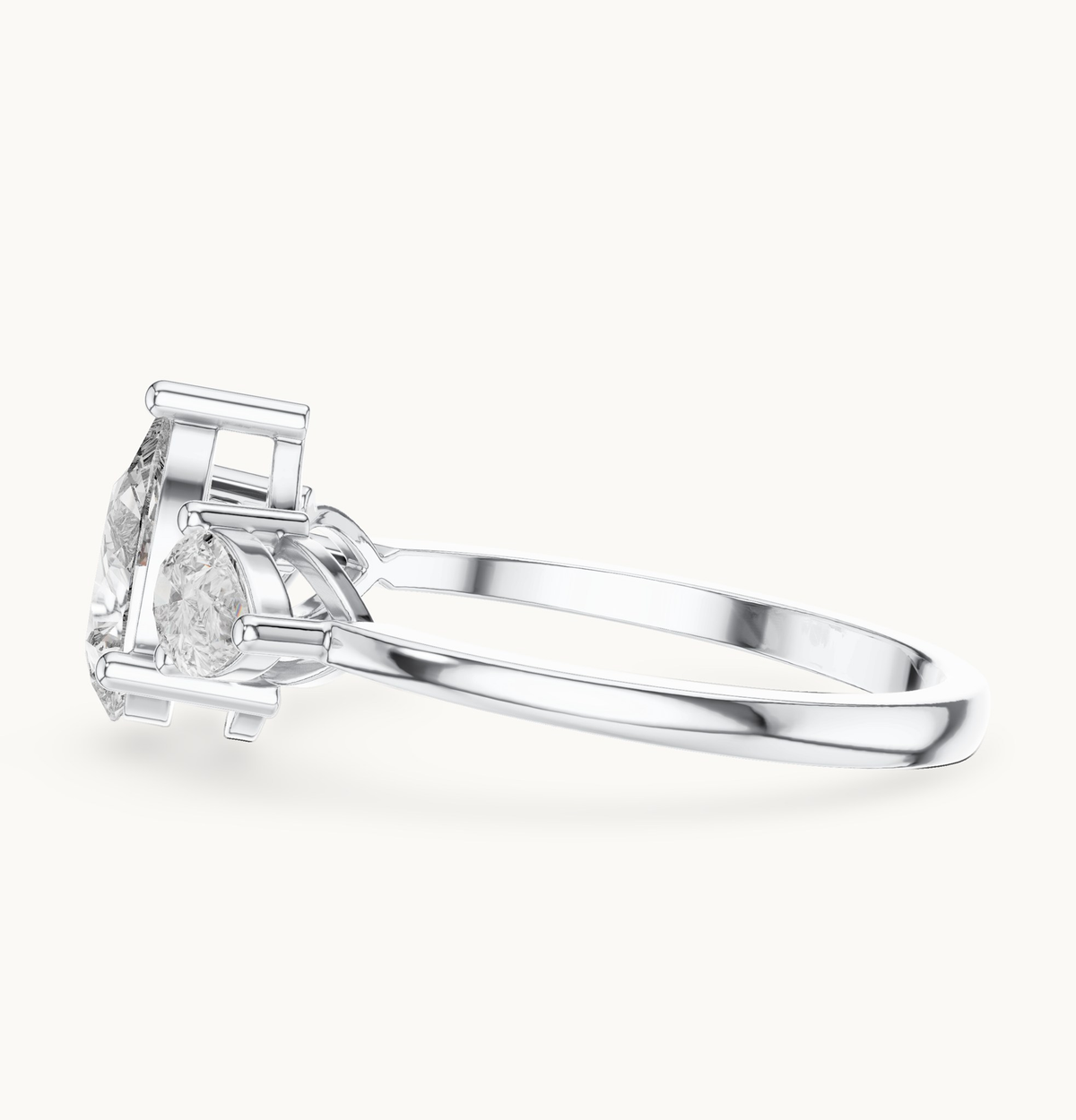 Pear lab-grown diamond three stone engagement ring in 14K white gold, 1.24 CT TW, view 3