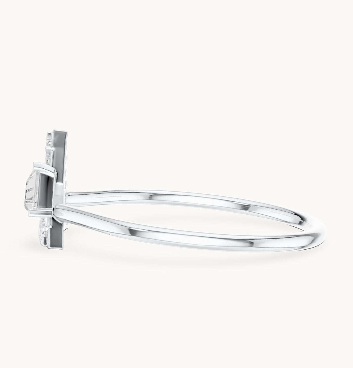 Trillion and round lab-grown diamond open triangle ring in white gold, 0.165 CT TW, view 3