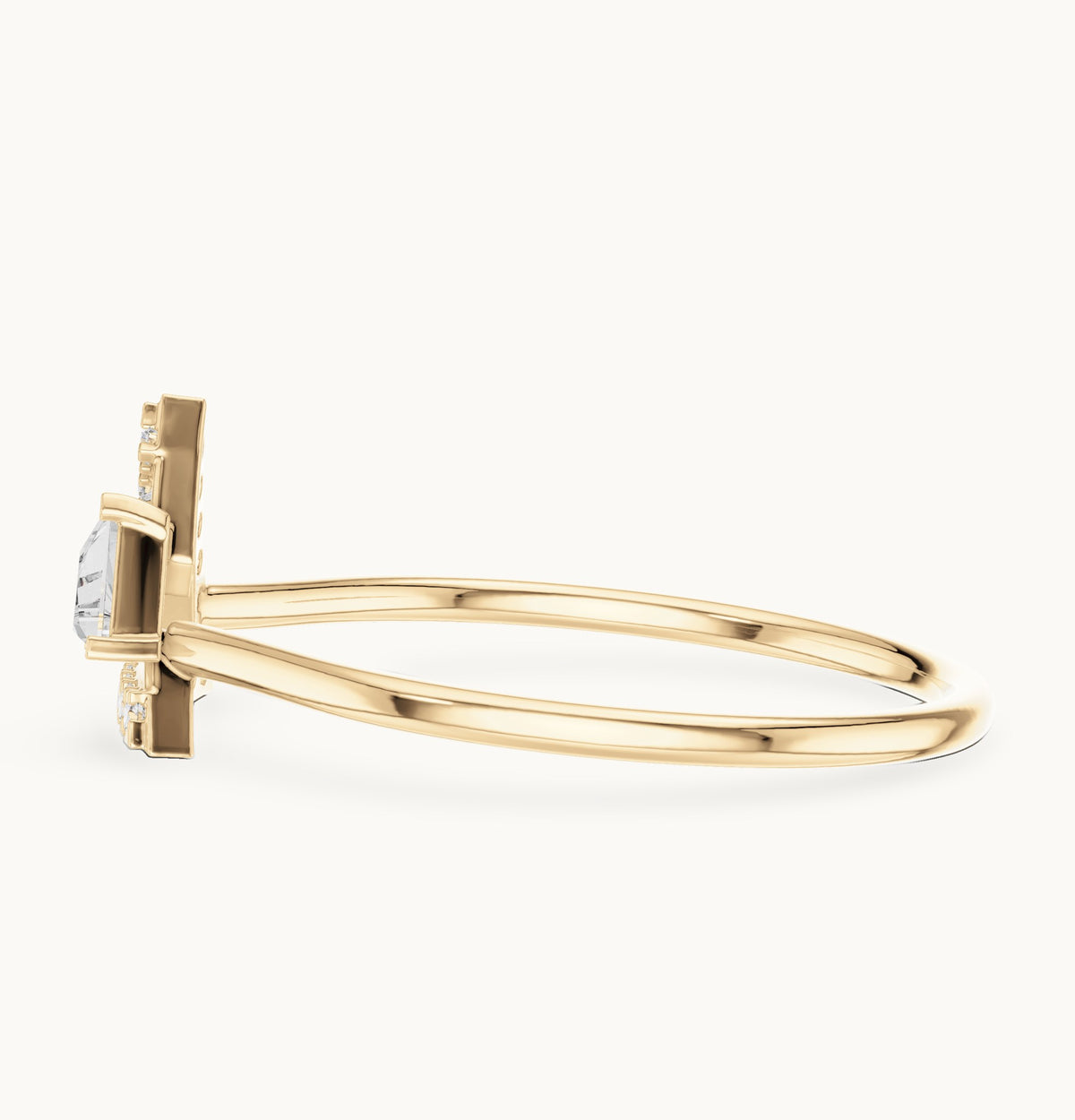 Trillion and round lab-grown diamond open triangle ring in yellow gold, 0.165 CT TW, view 3