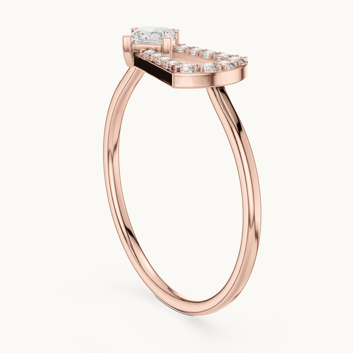 Princess-cut lab-grown diamond open loop ring in rose gold, 0.26 CT TW, view 1