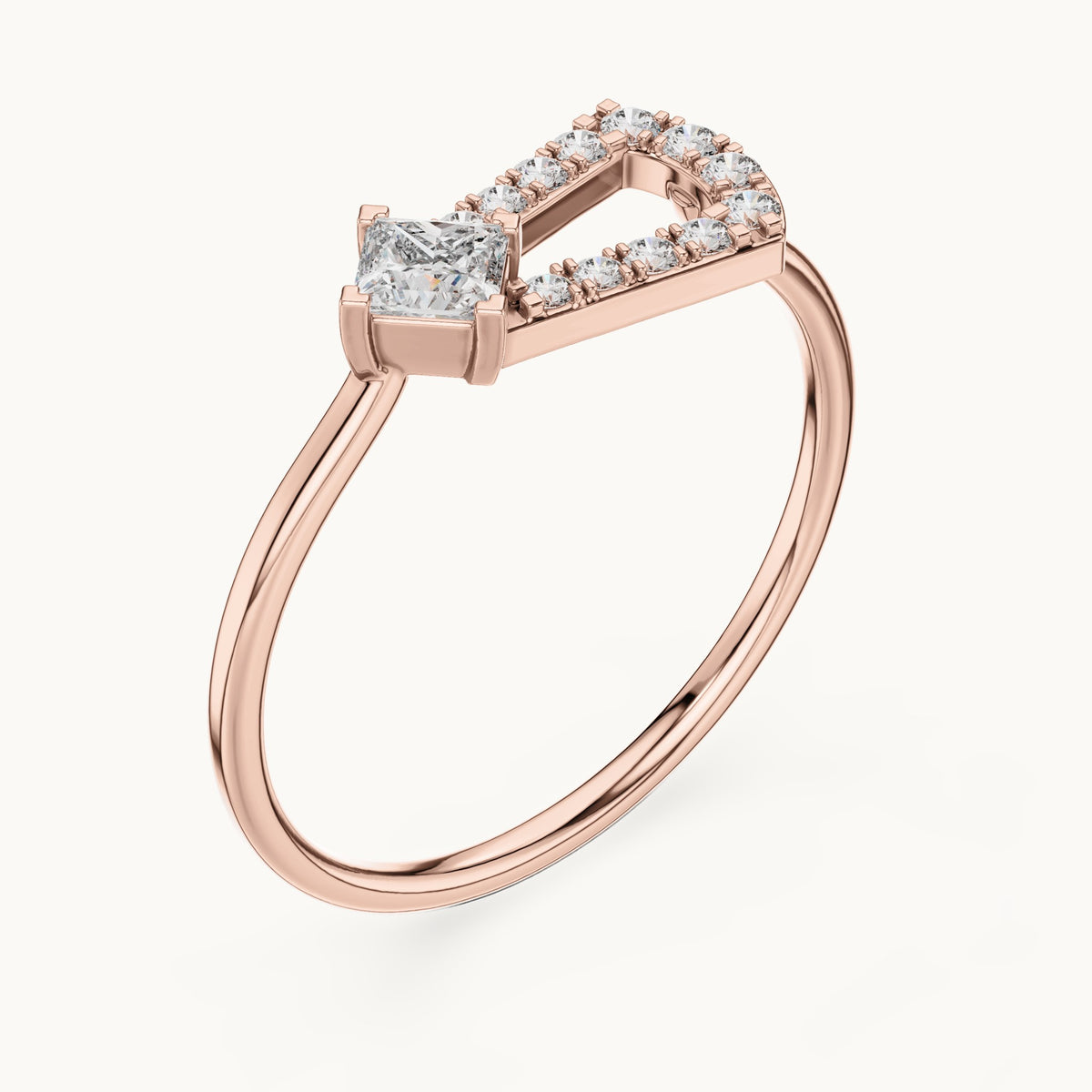 Princess-cut lab-grown diamond open loop ring in rose gold, 0.26 CT TW, view 2