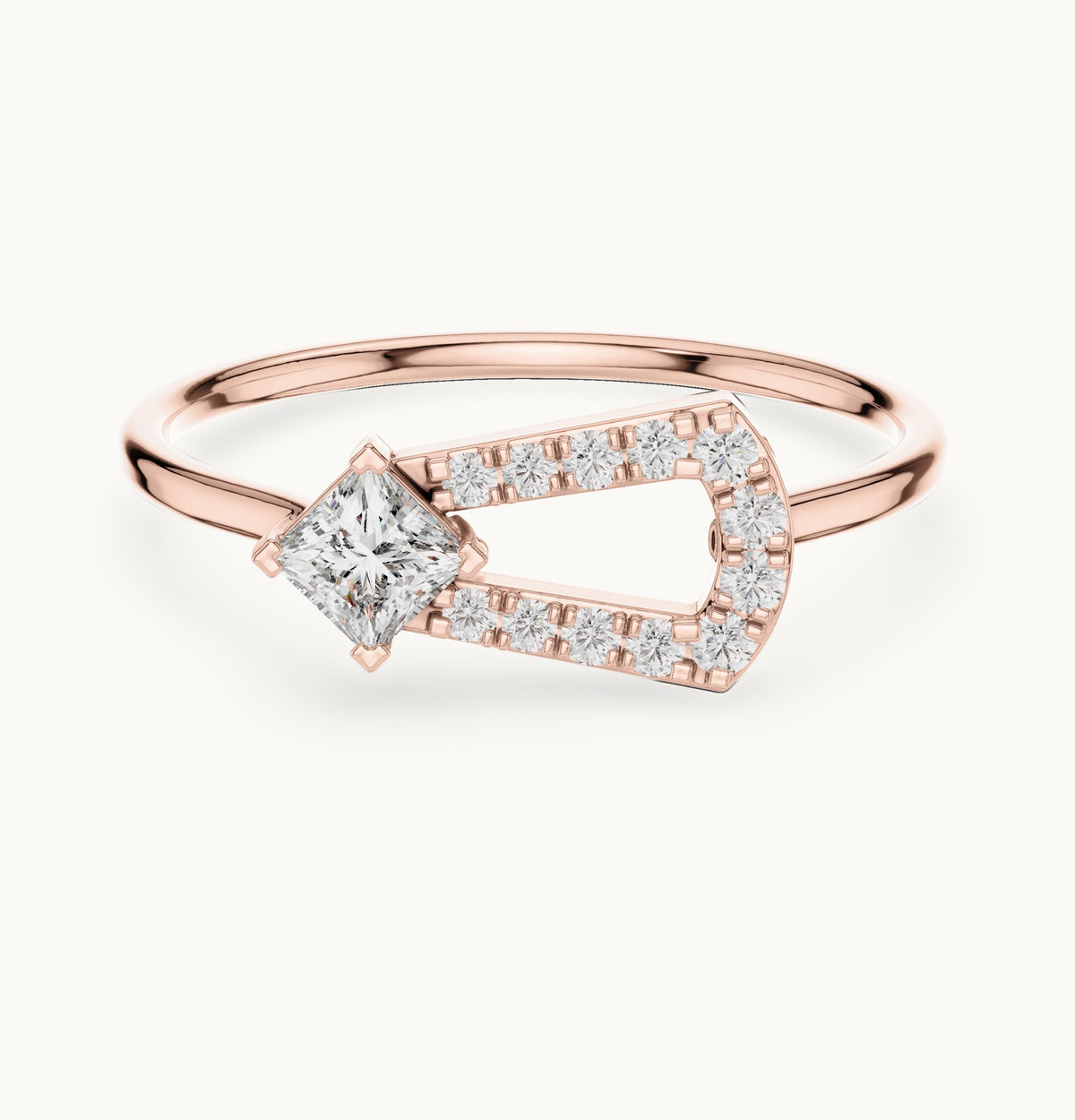Princess-cut lab-grown diamond open loop ring in rose gold, 0.26 CT TW, view 4