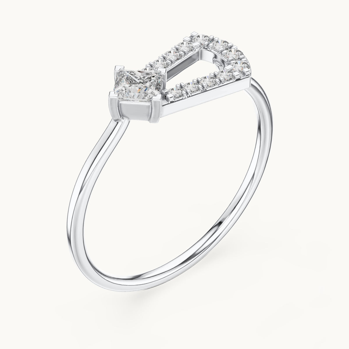 Princess-cut lab-grown diamond open loop ring in white gold, 0.26 CT TW, view 2