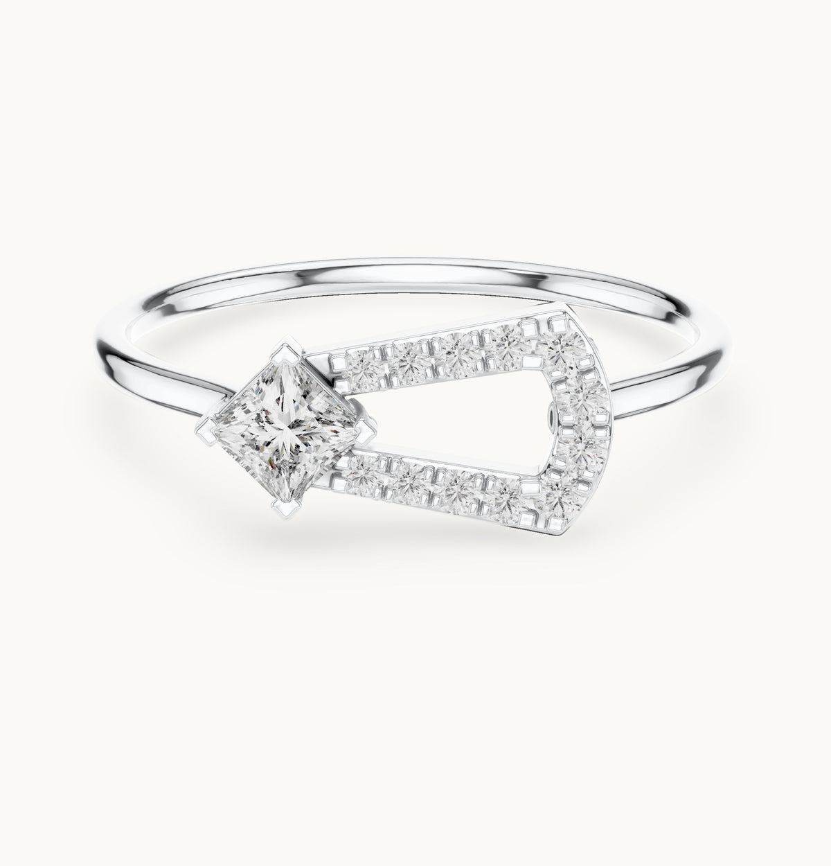 Princess-cut lab-grown diamond open loop ring in white gold, 0.26 CT TW, view 4