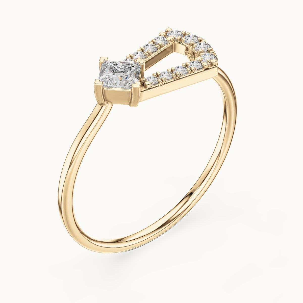 Princess-cut lab-grown diamond open loop ring in yellow gold, 0.26 CT TW, view 2
