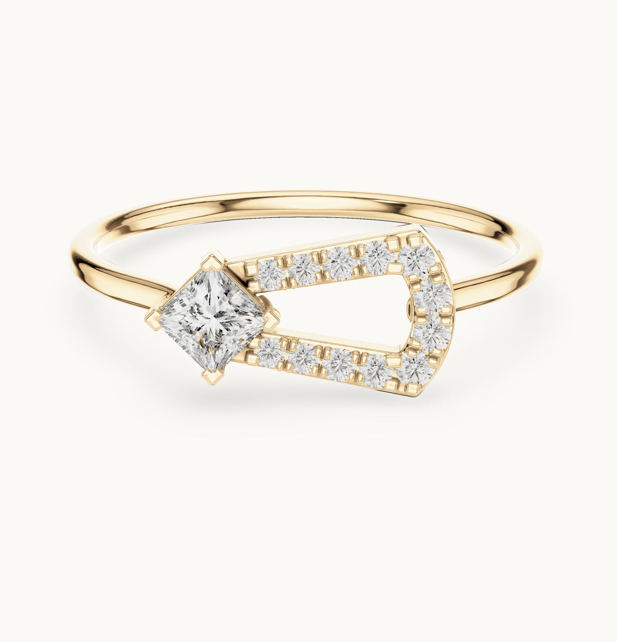 Princess-cut lab-grown diamond open loop ring in yellow gold, 0.26 CT TW, view 4