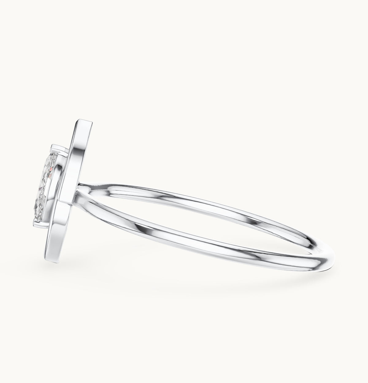 Marquise lab-grown diamond solitaire ring with open frame in white gold, 0.16 CT TW, view 3