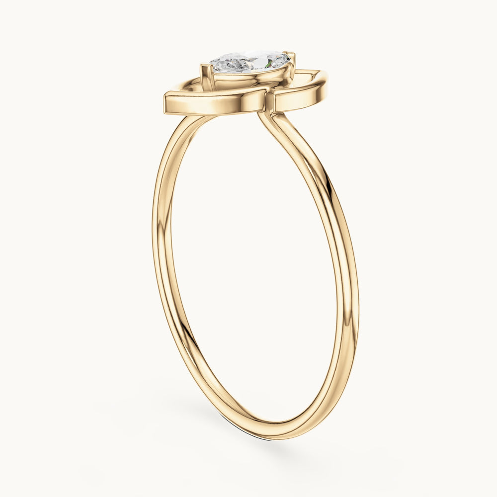 Marquise lab-grown diamond solitaire ring with open frame in yellow gold, 0.16 CT TW, view 1