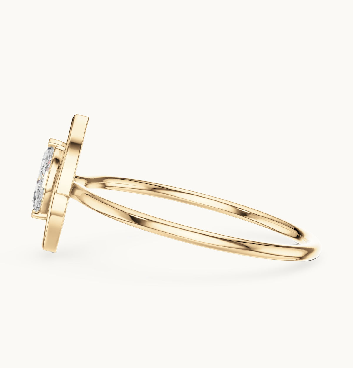 Marquise lab-grown diamond solitaire ring with open frame in yellow gold, 0.16 CT TW, view 3