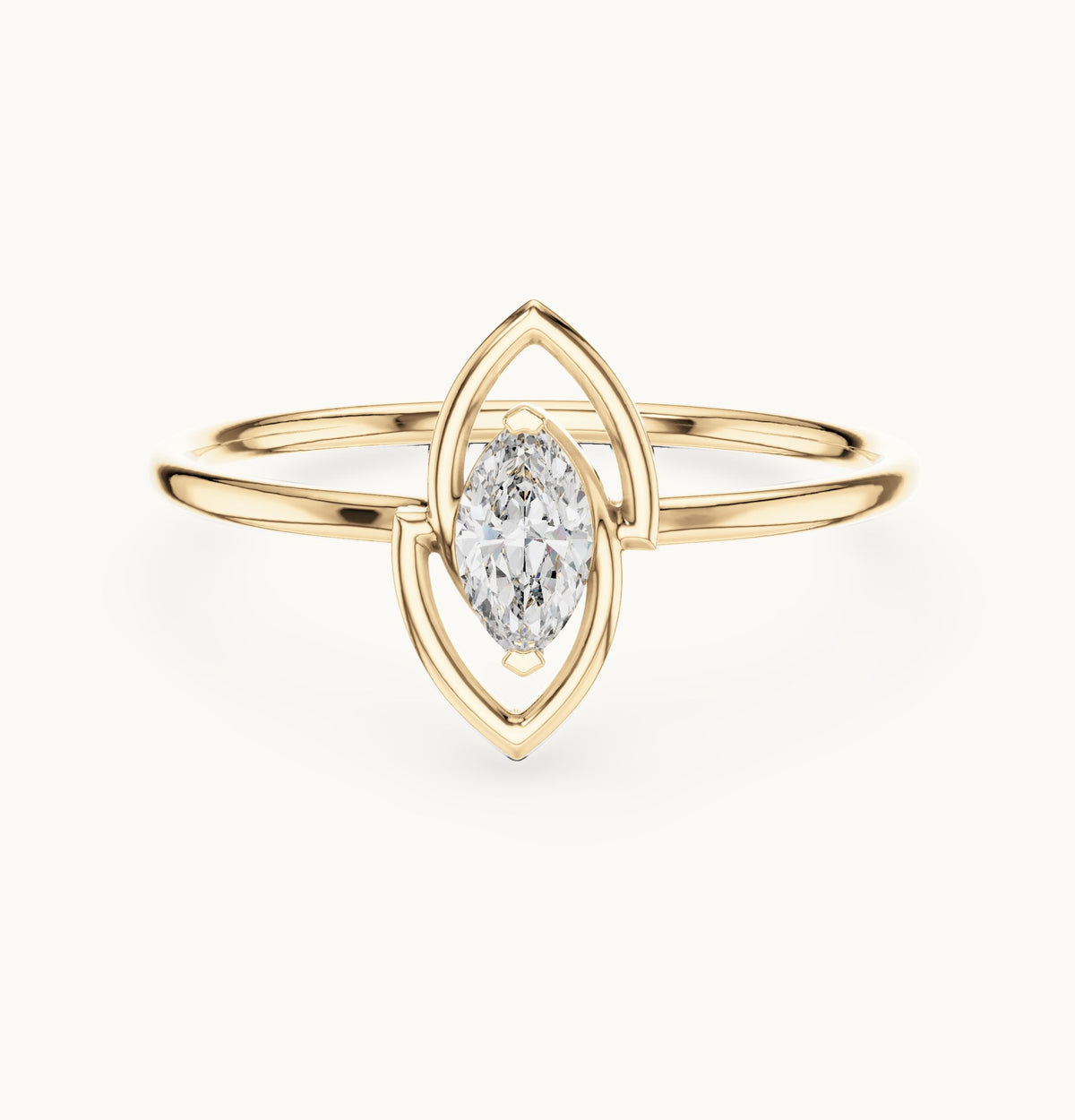 Marquise lab-grown diamond solitaire ring with open frame in yellow gold, 0.16 CT TW, view 4