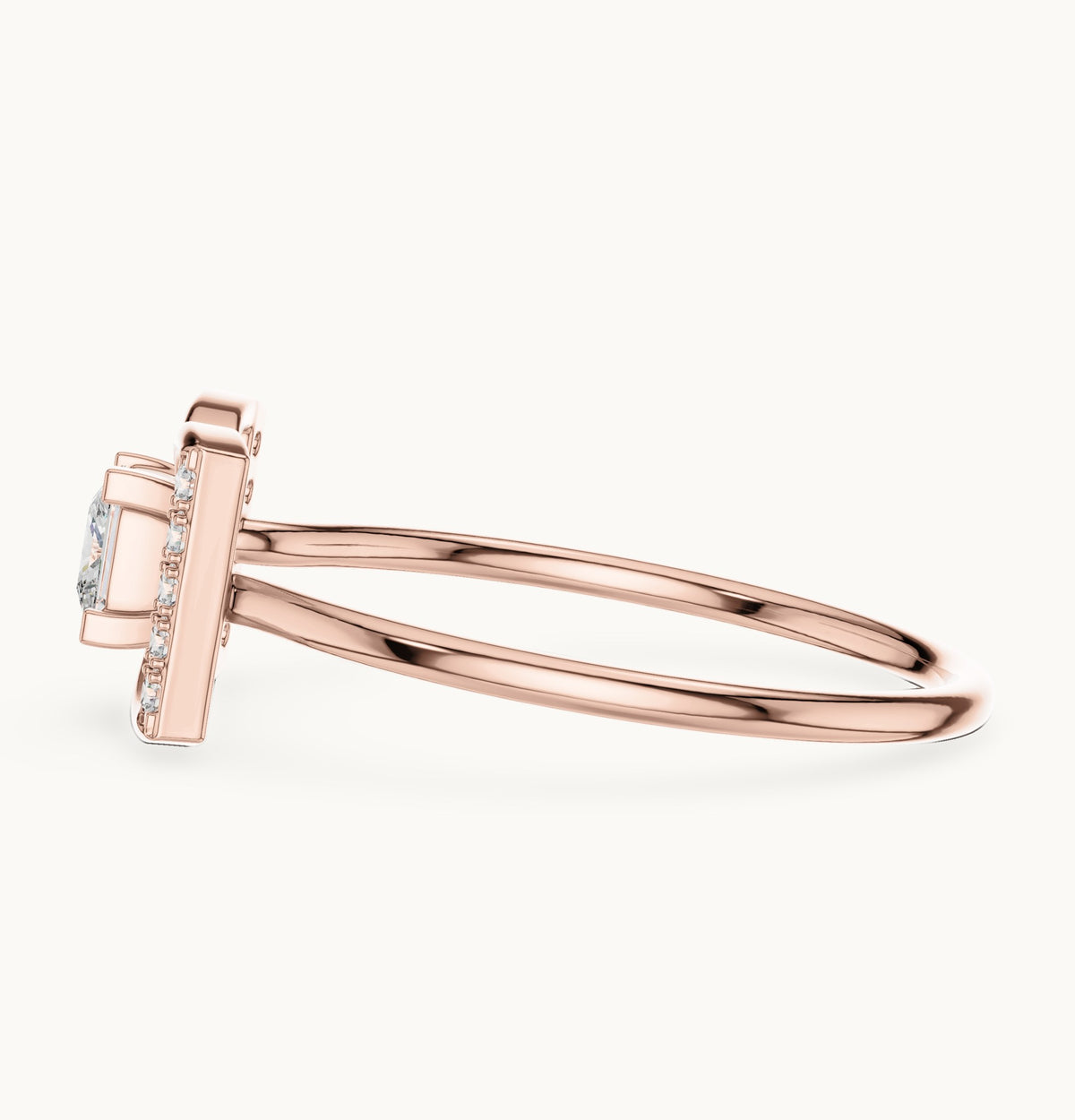 Princess-cut lab-grown diamond bow ring in rose gold, 0.33 CT TW, view 3