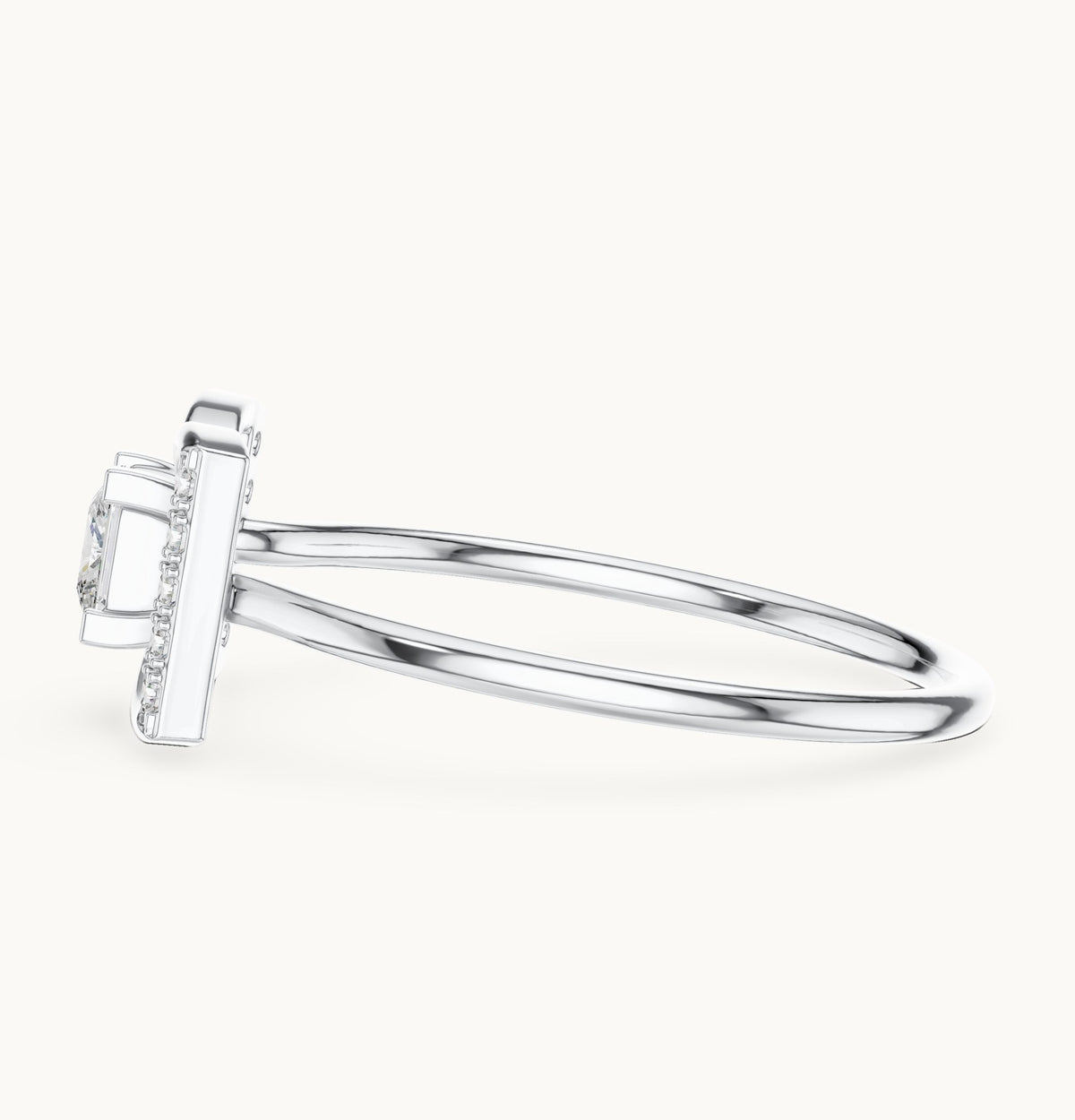 Princess-cut lab-grown diamond bow ring in white gold, 0.33 CT TW, view 3