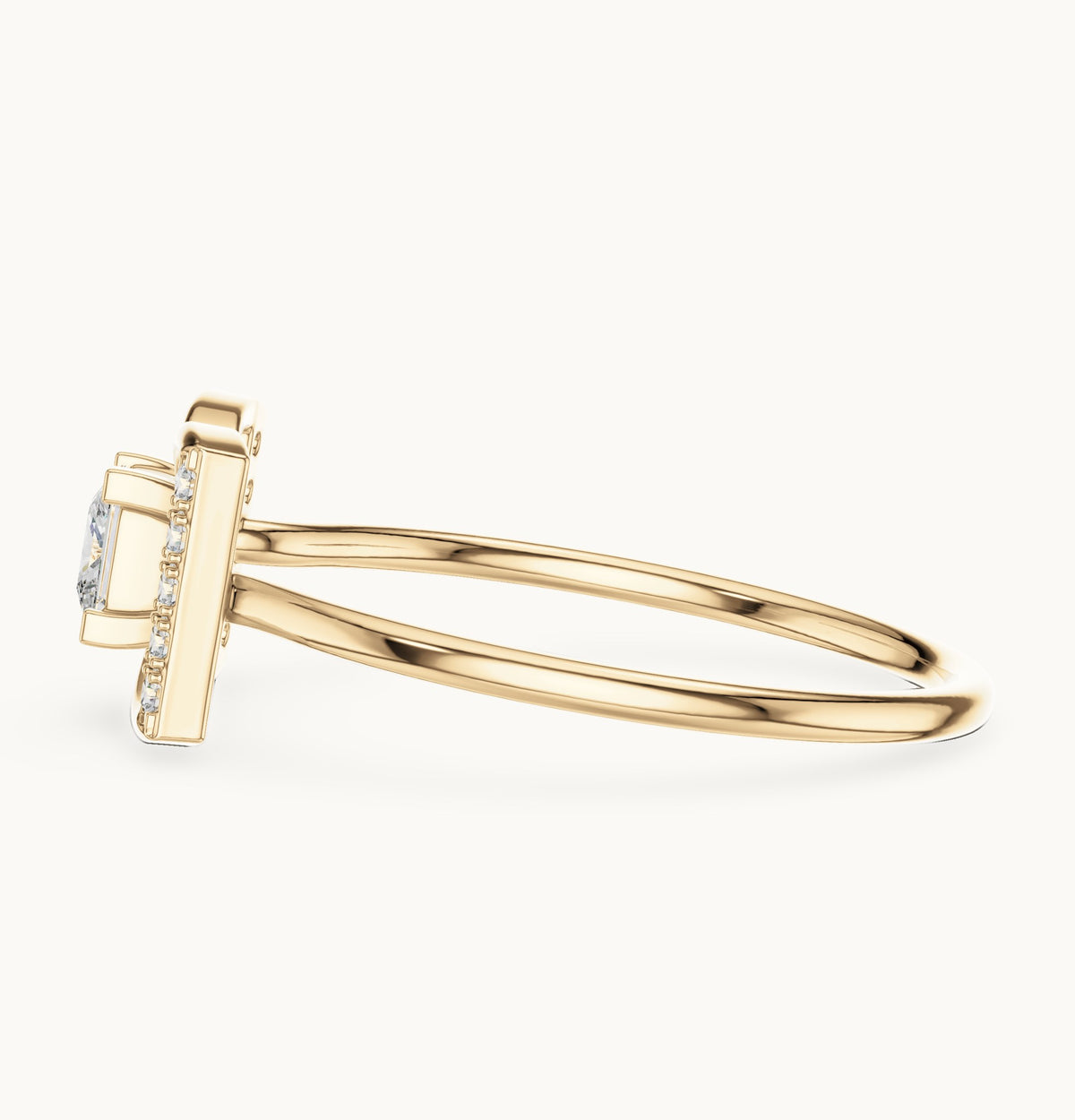 Princess-cut lab-grown diamond bow ring in yellow gold, 0.33 CT TW, view 3