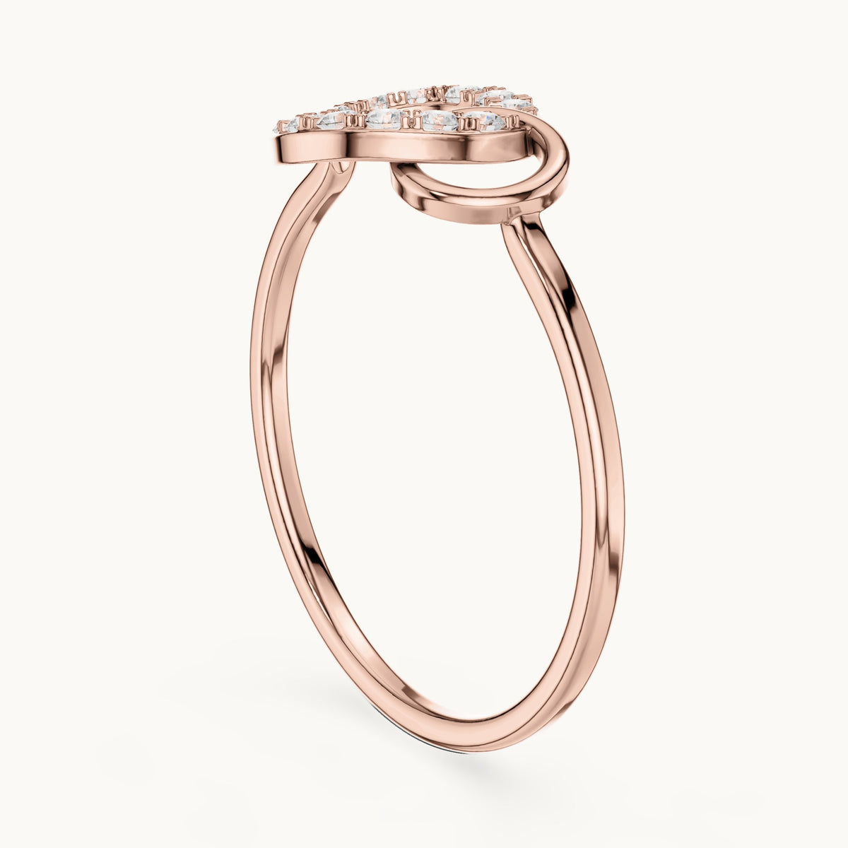 Round lab-grown diamond interlocking circles ring in rose gold, 0.15 CT TW, view 1