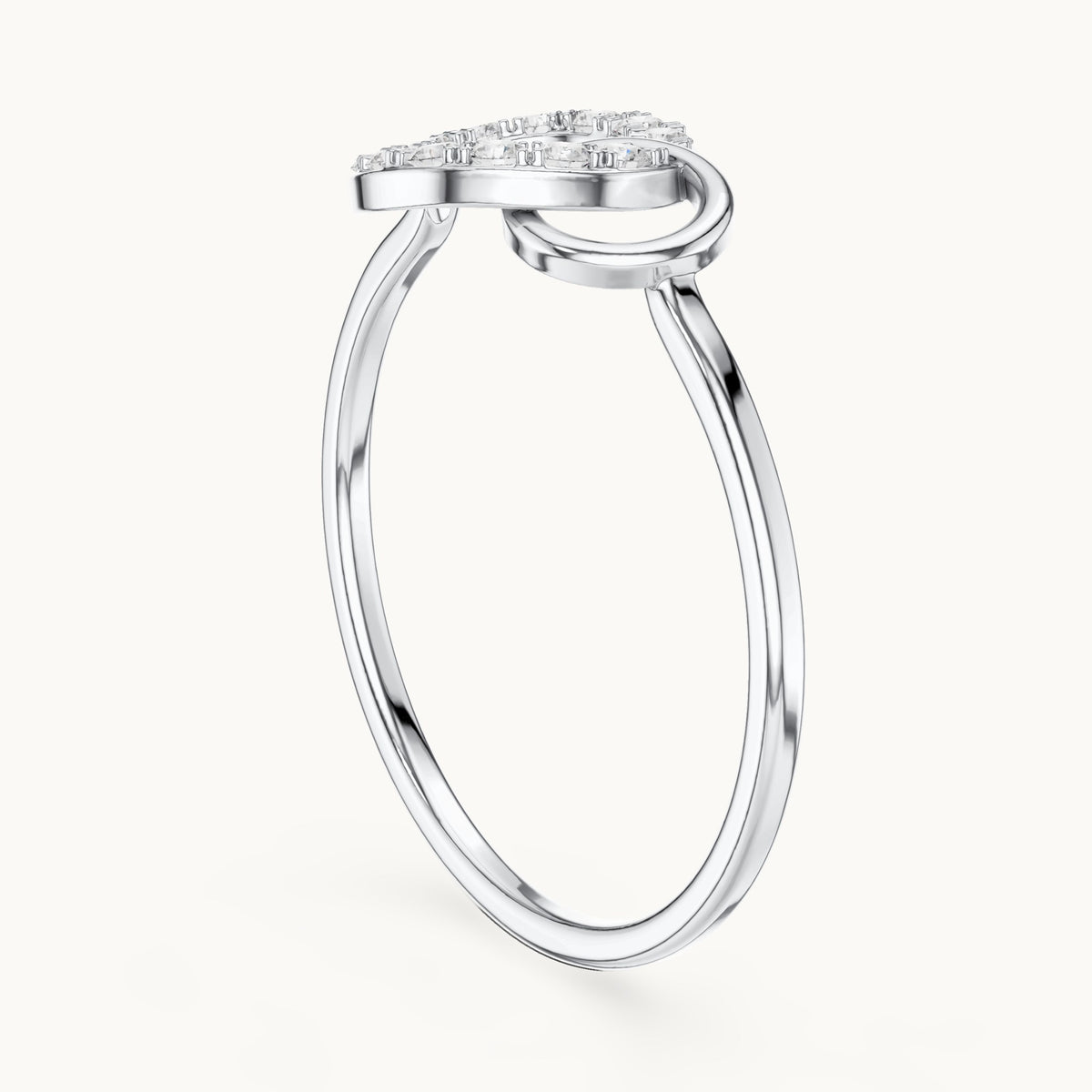 Round lab-grown diamond interlocking circles ring in white gold, 0.15 CT TW, view 1