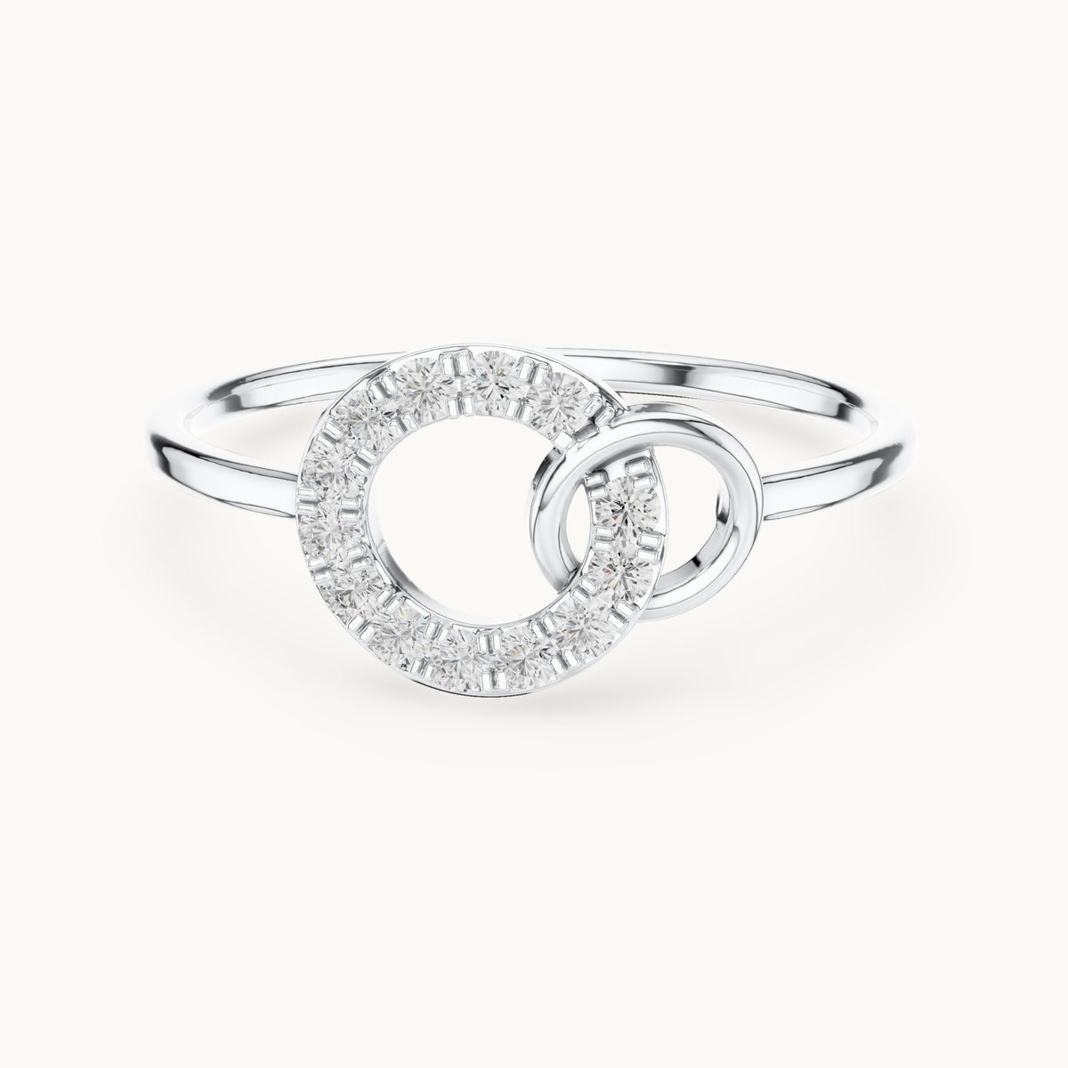 Round lab-grown diamond interlocking circles ring in white gold, 0.15 CT TW, view 4