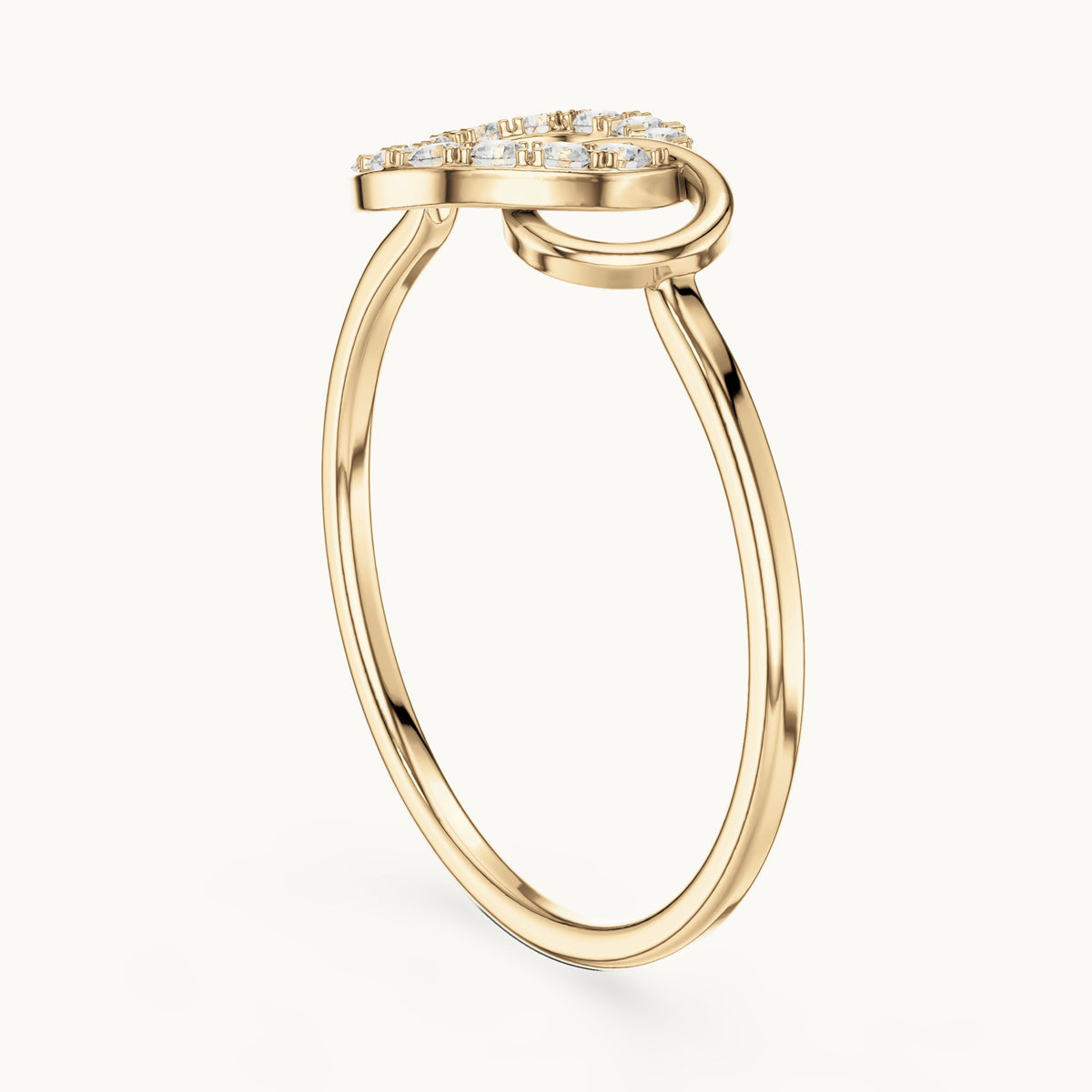 Round lab-grown diamond interlocking circles ring in yellow gold, 0.15 CT TW, view 1