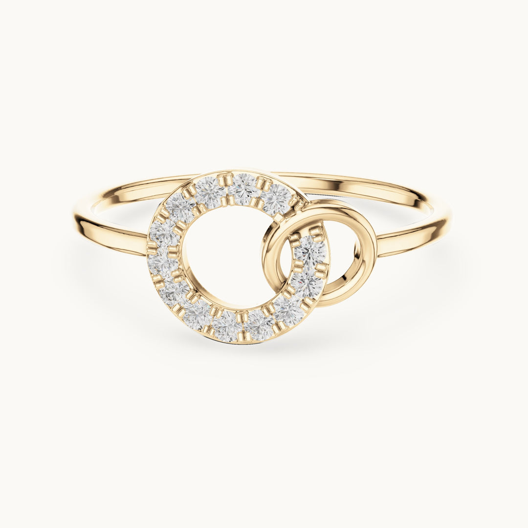 Round lab-grown diamond interlocking circles ring in yellow gold, 0.15 CT TW, view 4