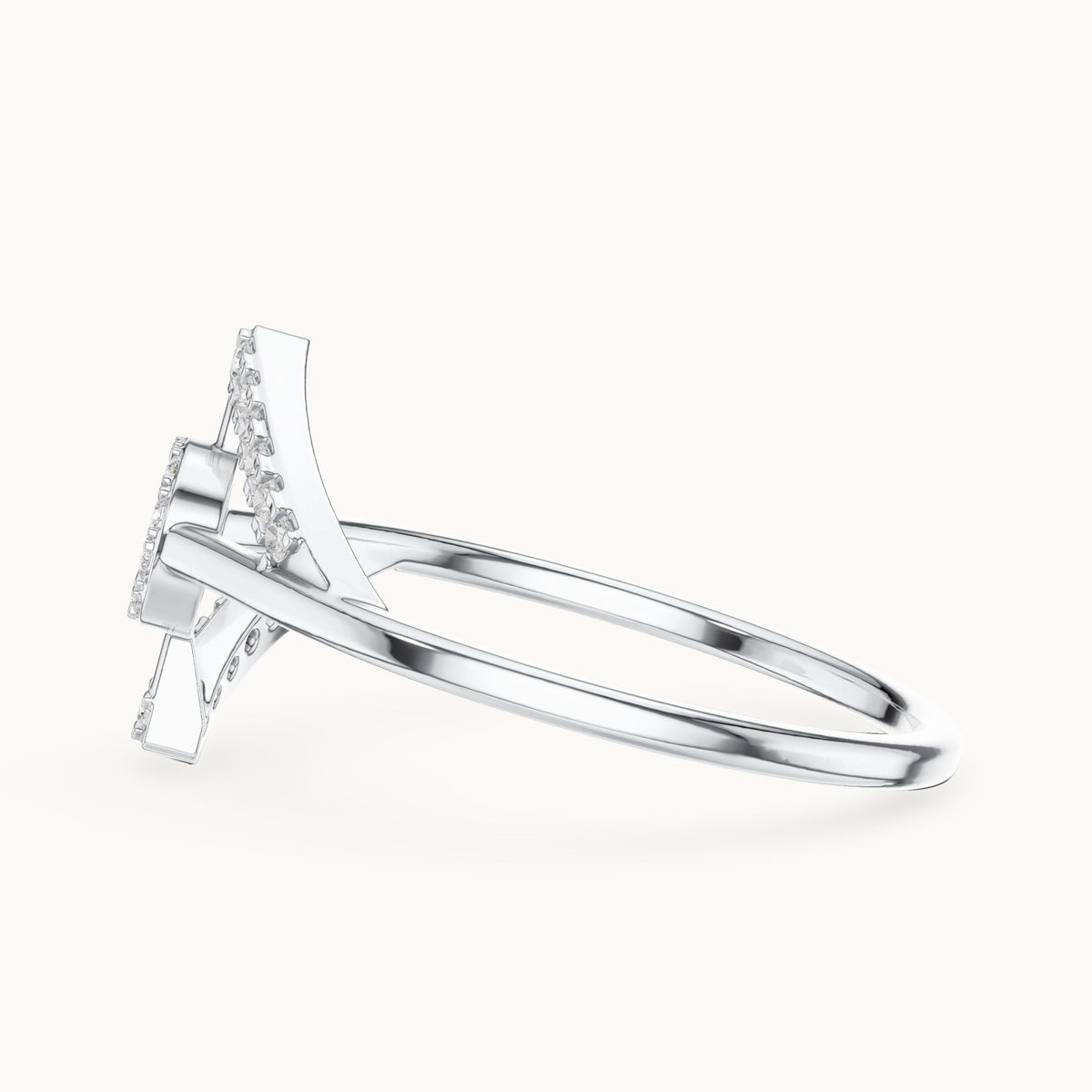 Round lab-grown diamond open circle geometric ring in white gold, 0.11 CT TW, view 3