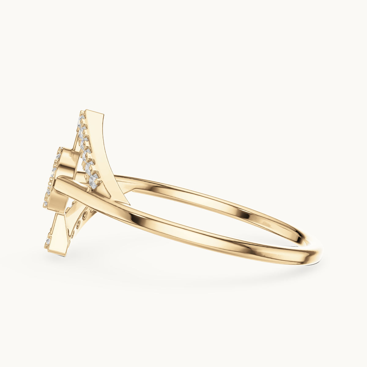 Round lab-grown diamond open circle geometric ring in yellow gold, 0.11 CT TW, view 3