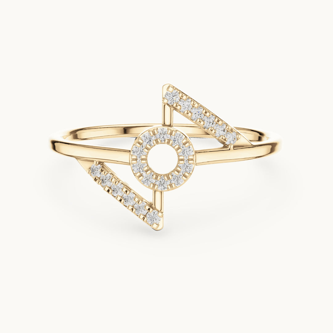 Round lab-grown diamond open circle geometric ring in yellow gold, 0.11 CT TW, view 4