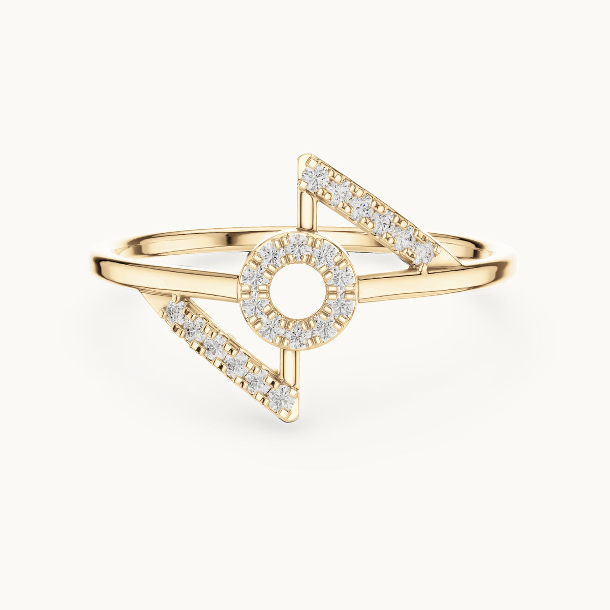 Round lab-grown diamond open circle geometric ring in yellow gold, 0.11 CT TW, view 4