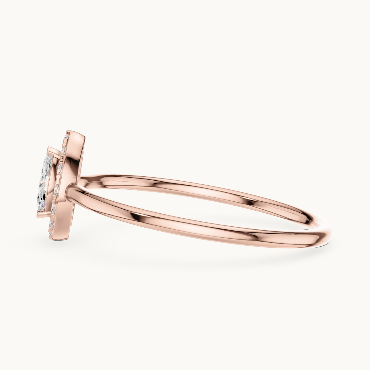 Marquise lab-grown diamond halo ring in rose gold, 0.15 CT TW, view 3