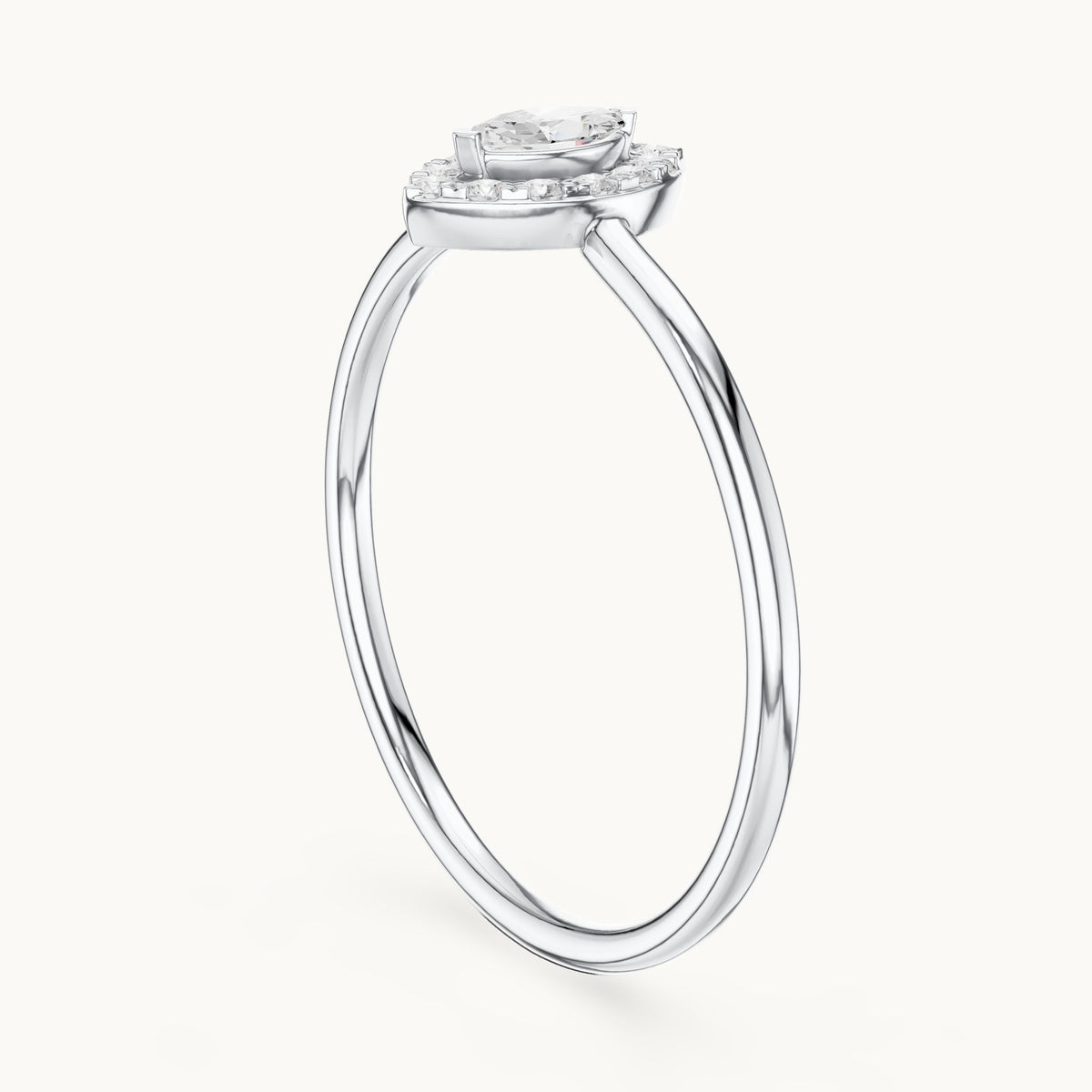 Marquise lab-grown diamond halo ring in white gold, 0.15 CT TW, view 1