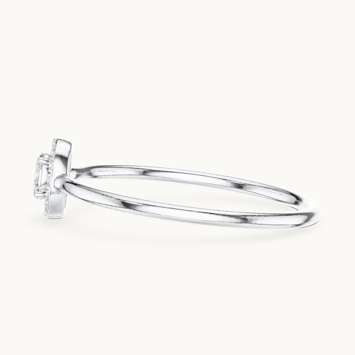 Oval lab-grown diamond dainty halo ring in white gold, 0.11 CT TW, view 3