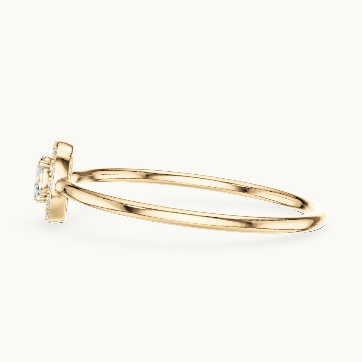 Oval lab-grown diamond dainty halo ring in yellow gold, 0.11 CT TW, view 3