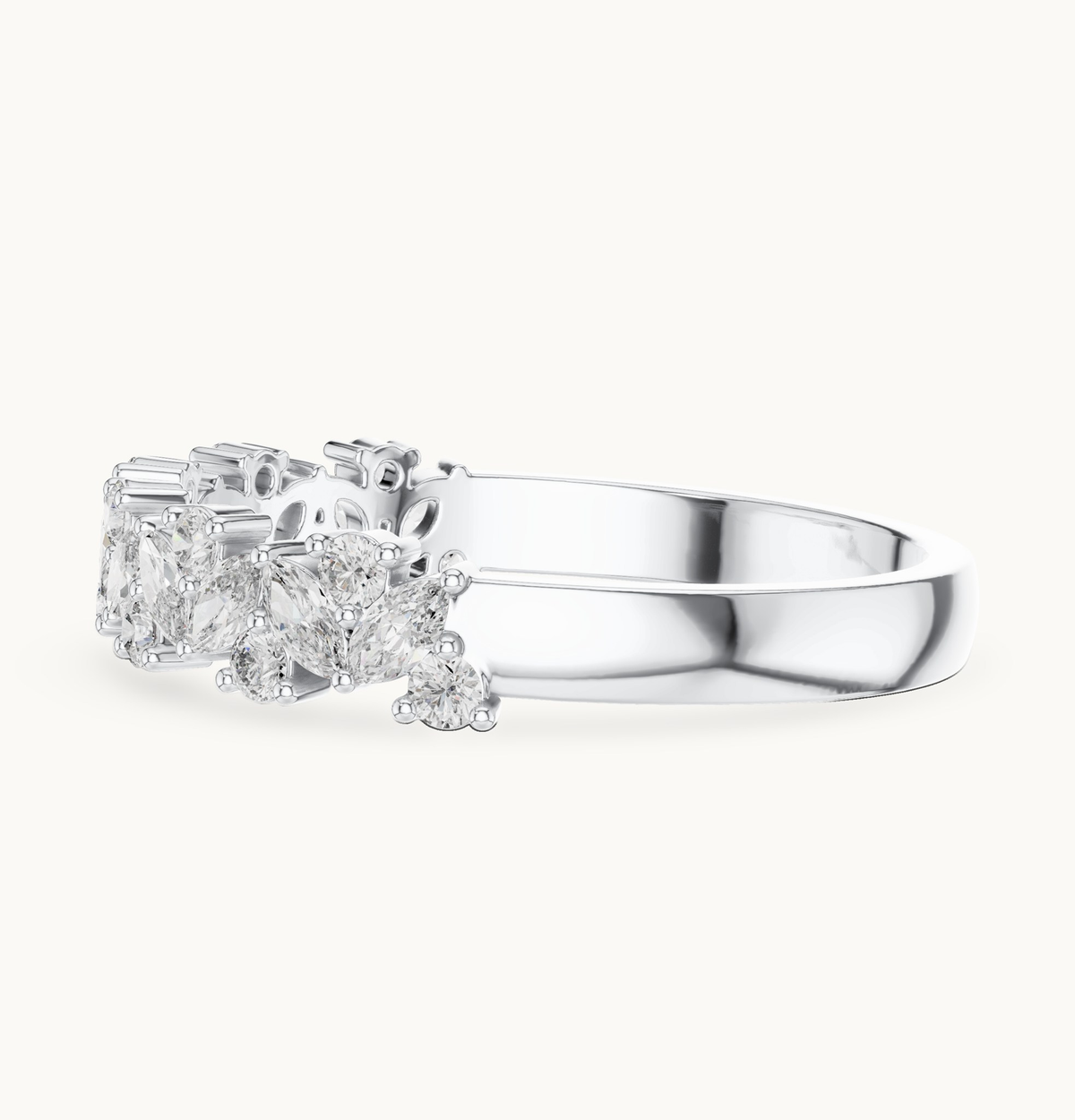 Round lab-grown diamond cluster band in 14K white gold, 0.19 CT TW, view 3