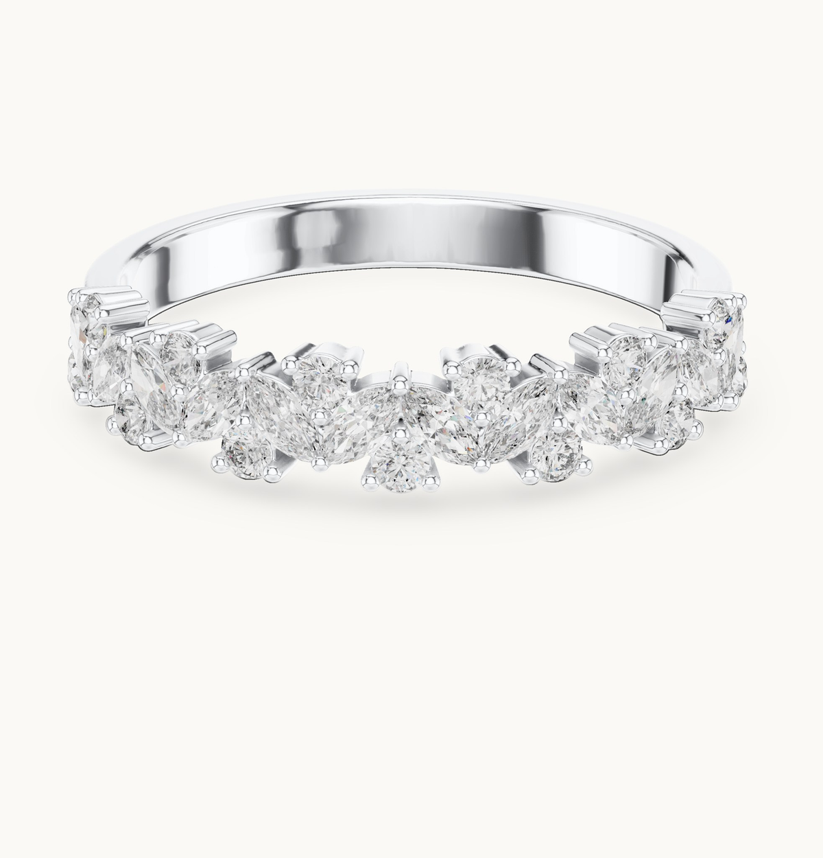 Round lab-grown diamond cluster band in 14K white gold, 0.19 CT TW, view 4