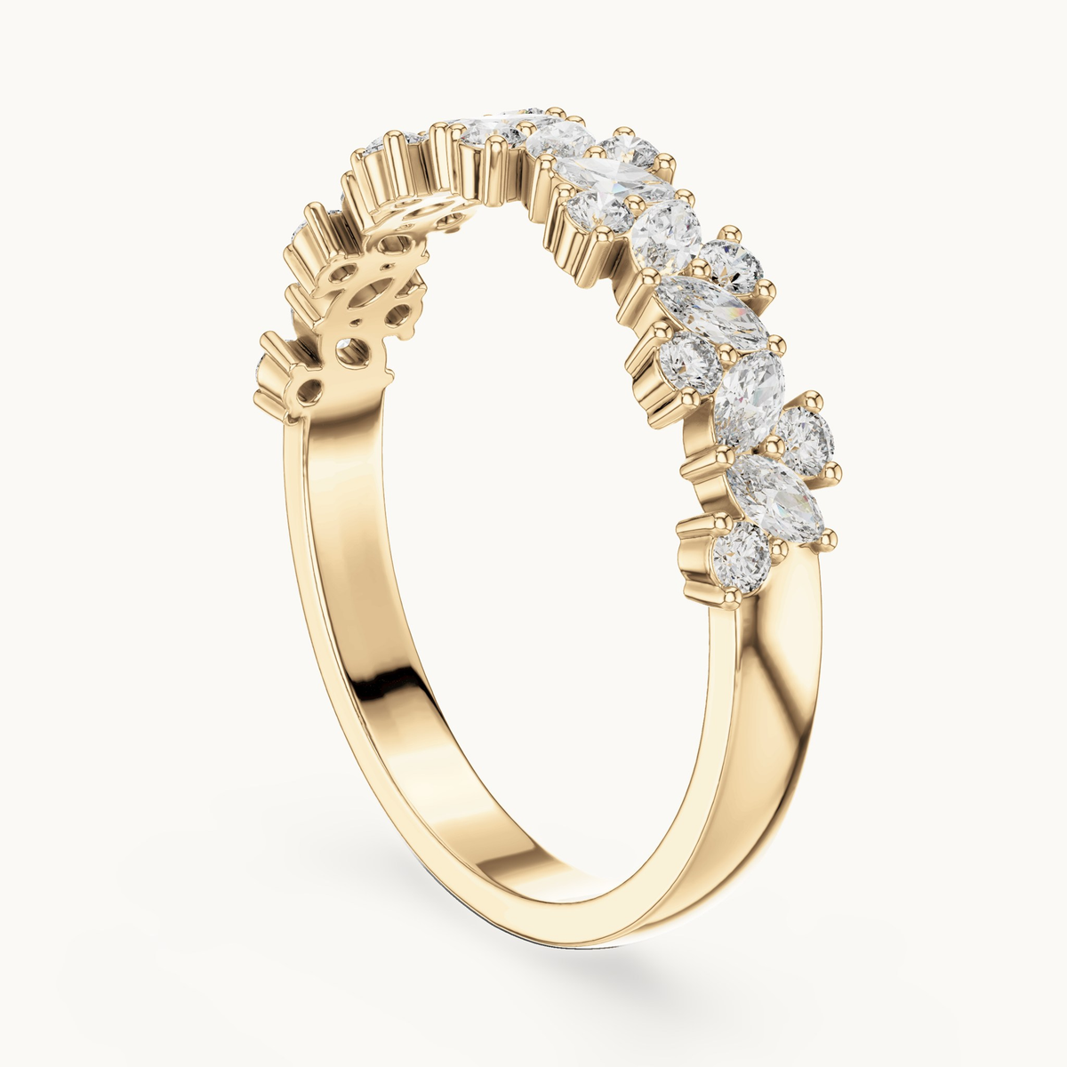 Round lab-grown diamond cluster band in 14K yellow gold, 0.19 CT TW, view 1
