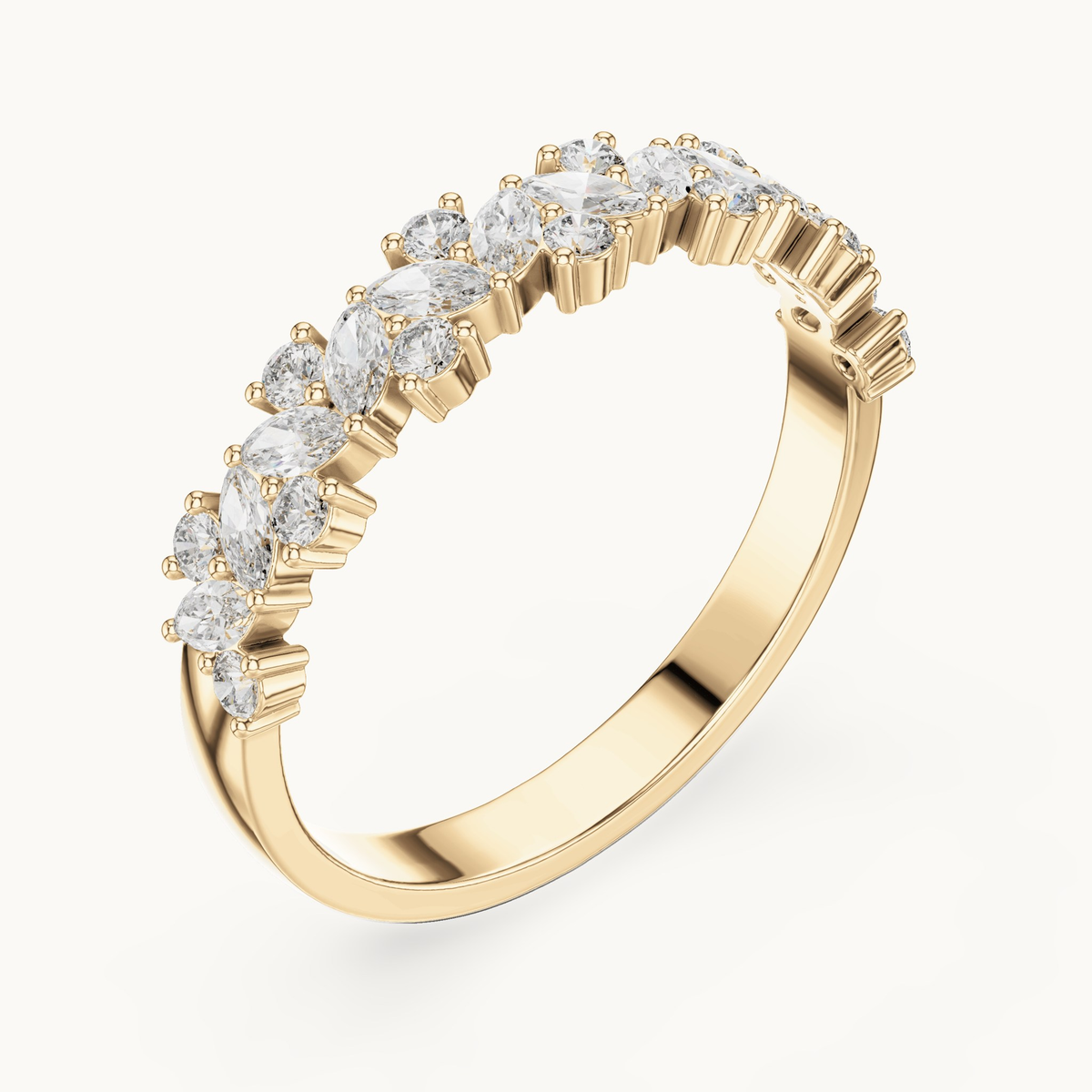 Round lab-grown diamond cluster band in 14K yellow gold, 0.19 CT TW, view 2