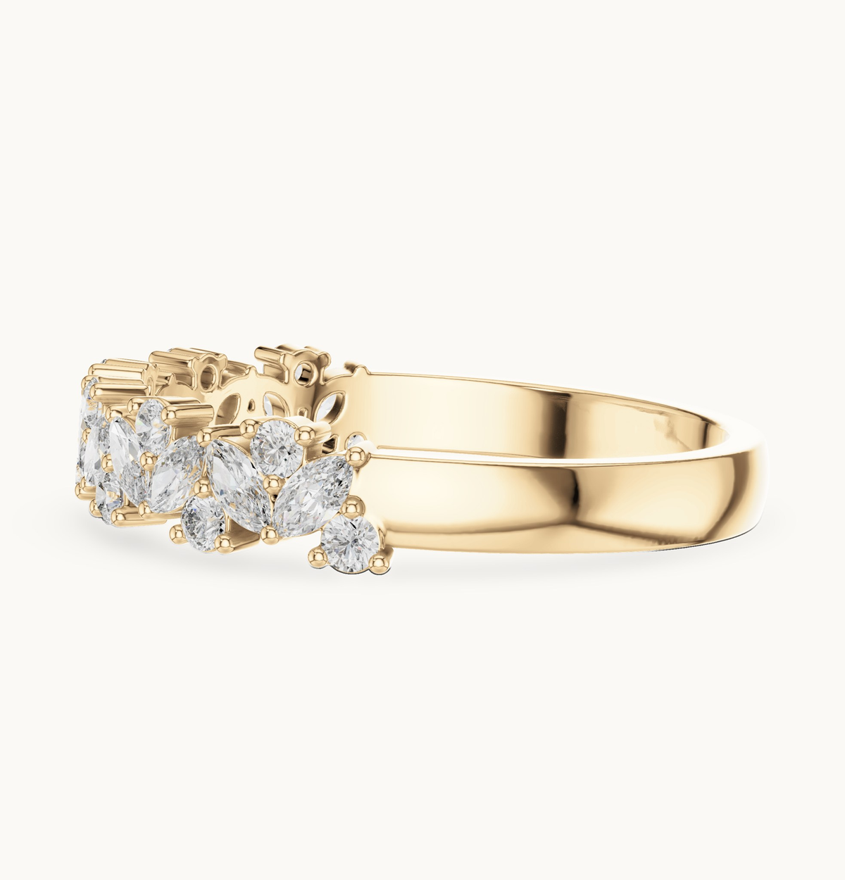 Round lab-grown diamond cluster band in 14K yellow gold, 0.19 CT TW, view 3