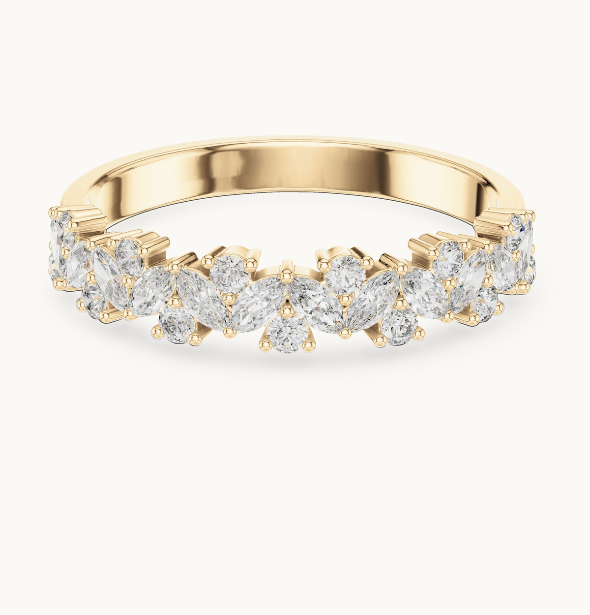 Round lab-grown diamond cluster band in 14K yellow gold, 0.19 CT TW, view 4