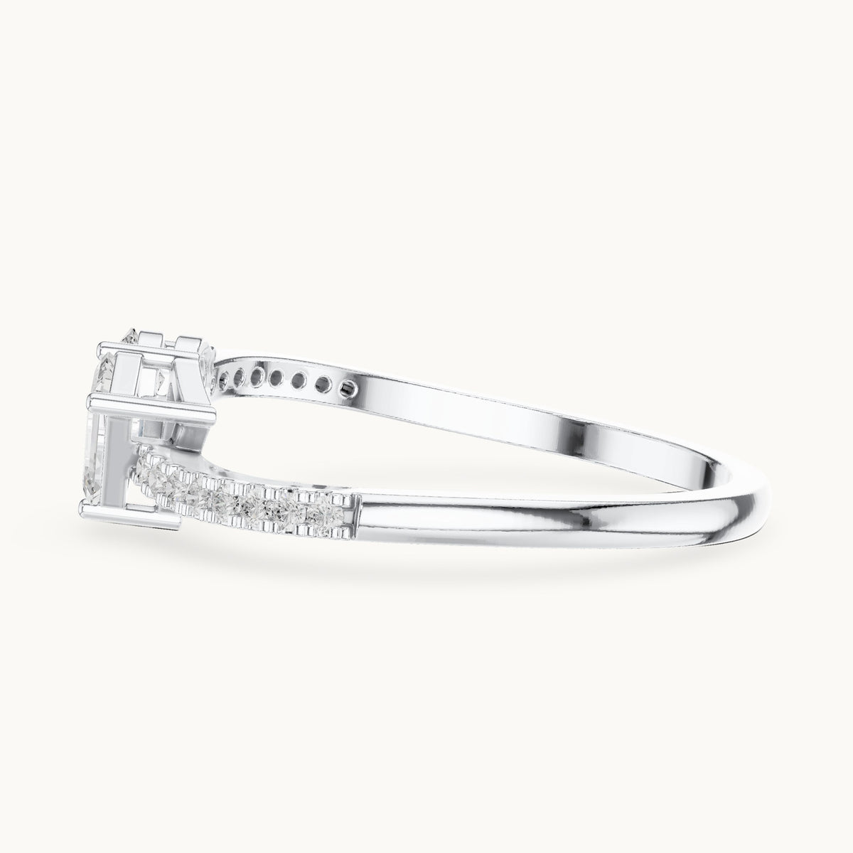 Emerald-cut and pear lab-grown diamond toi et moi bypass ring in white gold, 0.34 CT TW, view 3