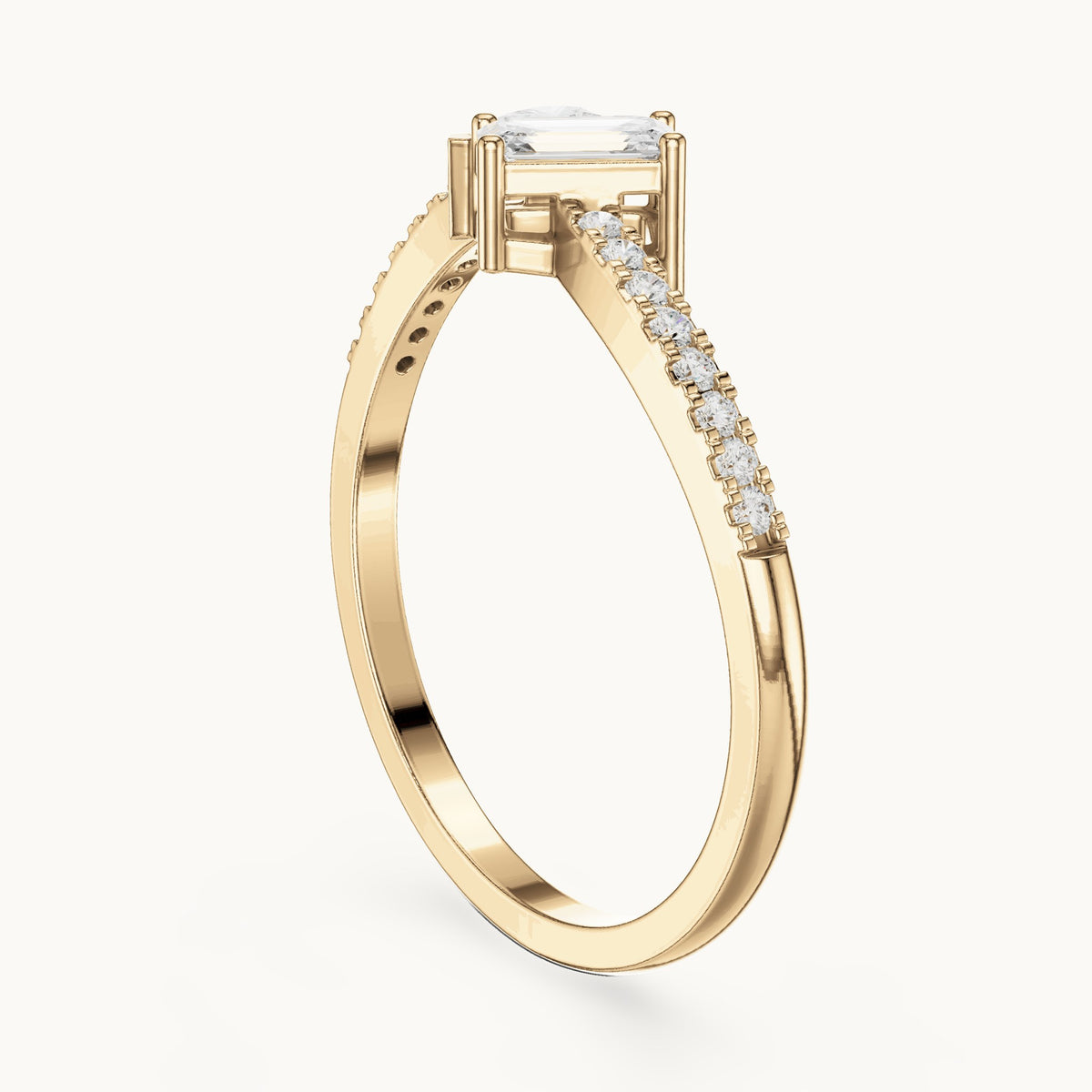 Emerald-cut and pear lab-grown diamond toi et moi bypass ring in yellow gold, 0.34 CT TW, view 1