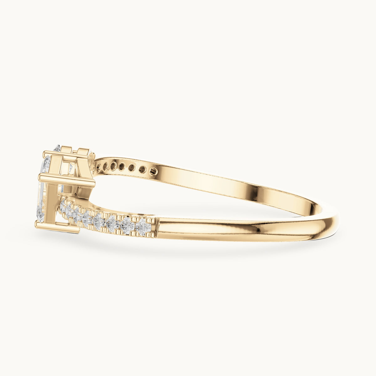 Emerald-cut and pear lab-grown diamond toi et moi bypass ring in yellow gold, 0.34 CT TW, view 3